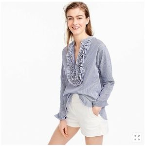 J.Crew Thomas Mason Striped Ruffle Popover Shirt